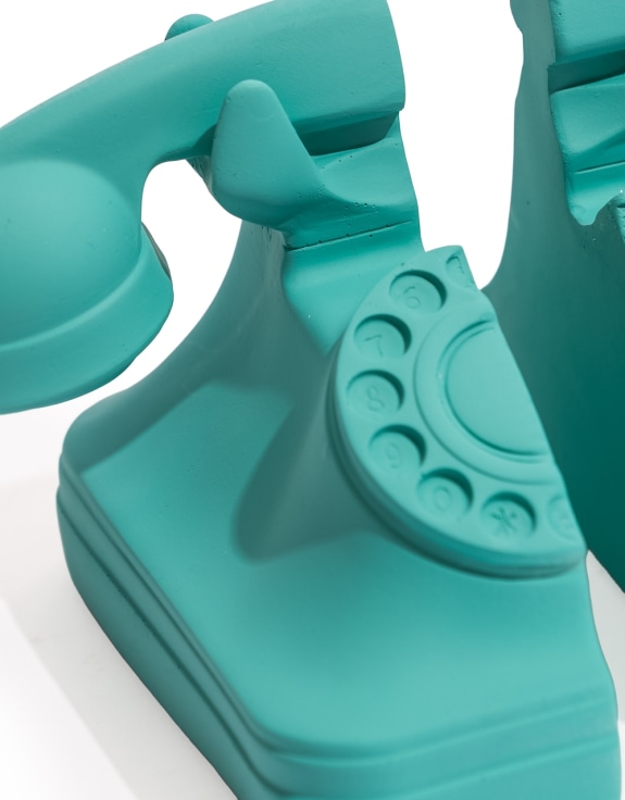 Set of Matt Aqua Blue Telephone Bookends