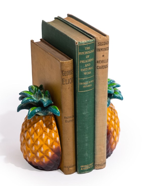 Cast Iron Antiqued Pair of Pineapple Bookends
