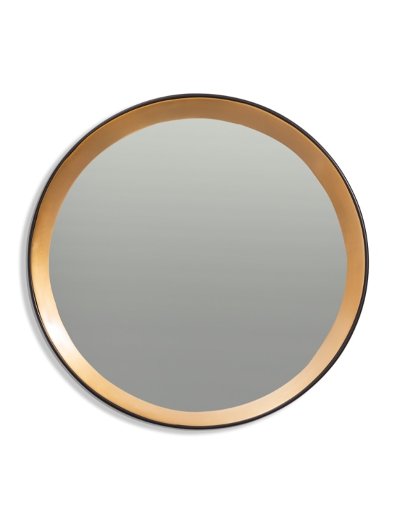 Medium Round Black & Gold Deep-Framed Belgravia Wall Mirror