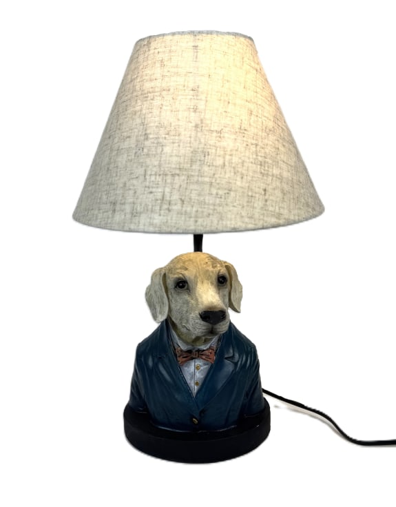 Gentry Labrador Table Lamp w/ Grey Shade