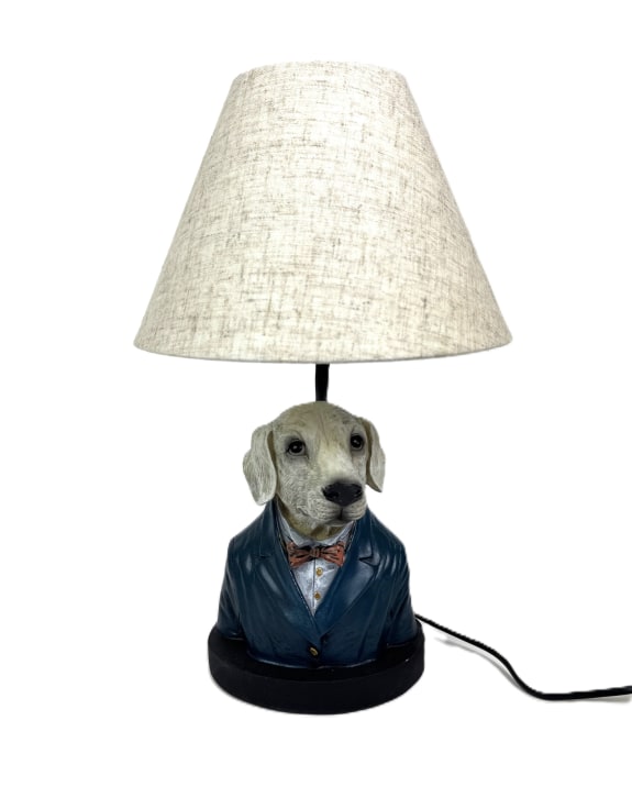 Gentry Labrador Table Lamp w/ Grey Shade