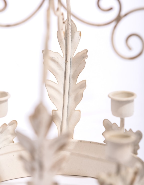 Antique White Metal Crown Candle Holder