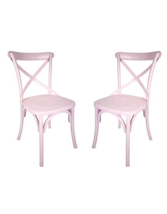 Pastel Pink Reclaimed Elm Cross-Back Dining Chair (MAIL ORDER BOXED)