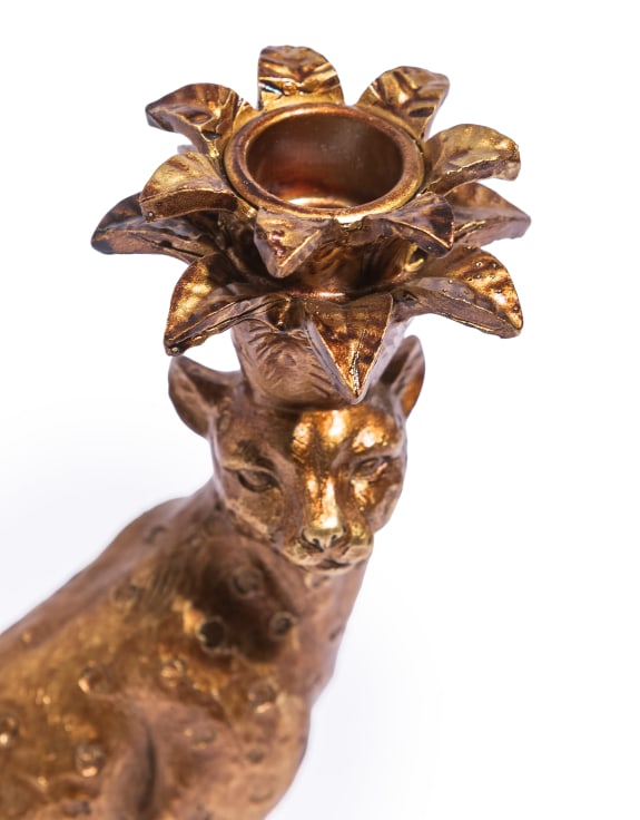 Sitting Leopard Candle Holder