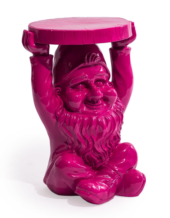 Electric Pink Gnome "Trunk Slice" Side Table