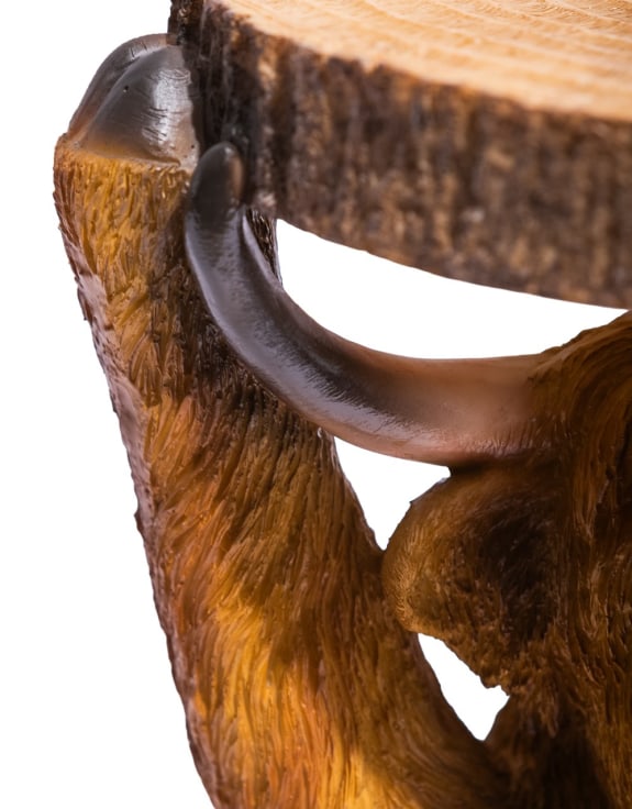 Highland Cow Holding "Trunk Slice" Side Table