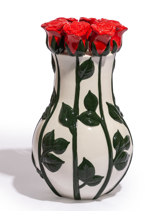 Ceramic Multi Red Roses Vase