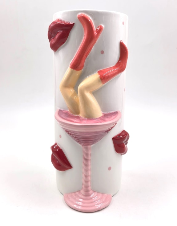 "Drunk in Love" Cocktail & Lips Ceramic Vase