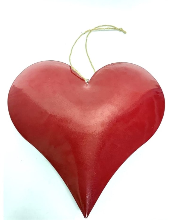 Large Red Metal Hanging Heart Ornament (to be bought in qtys of 6)