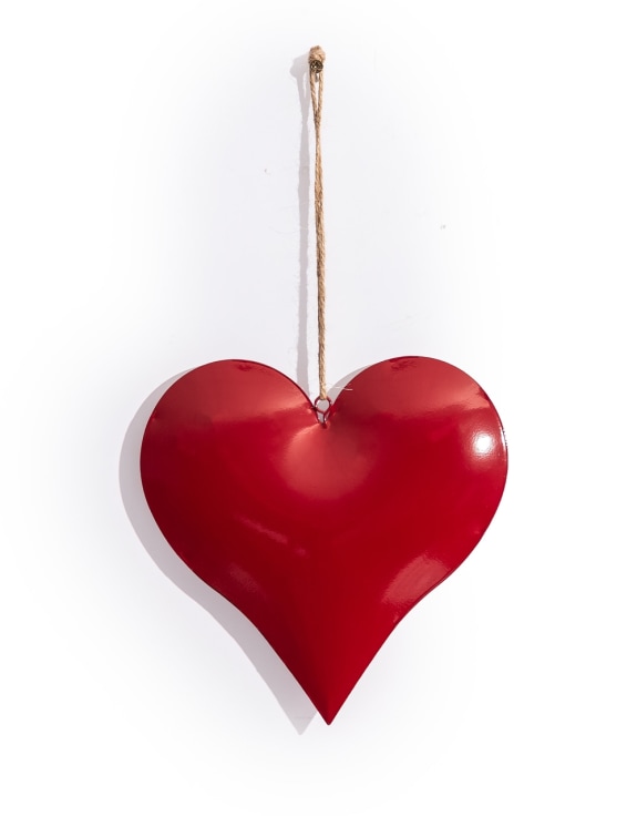 Medium Red Metal Hanging Heart Ornament (to be bought in qtys of 6)