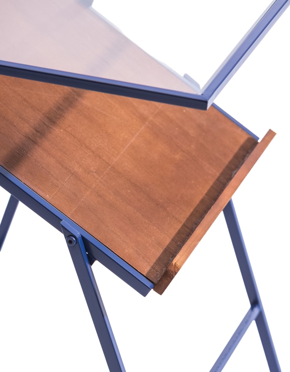 Navy Blue Metal Side Table w/ Magazine Rack