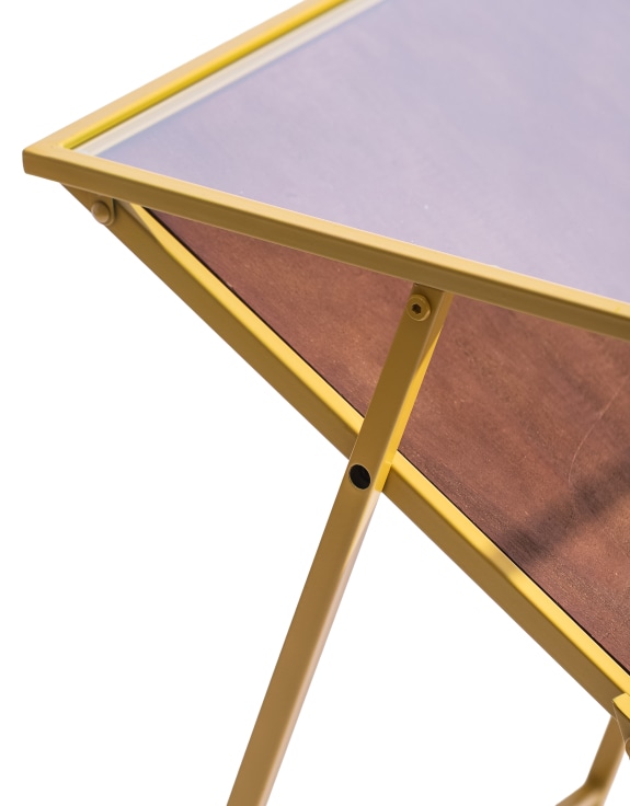Mustard Yellow Metal Side Table w/ Magazine Rack
