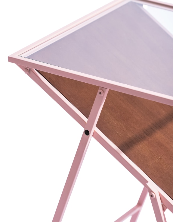Baby Pink Metal Side Table w/ Magazine Rack