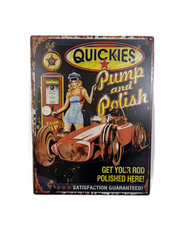 Retro Metal "Pump & Polish" Wall Sign 30x40cm