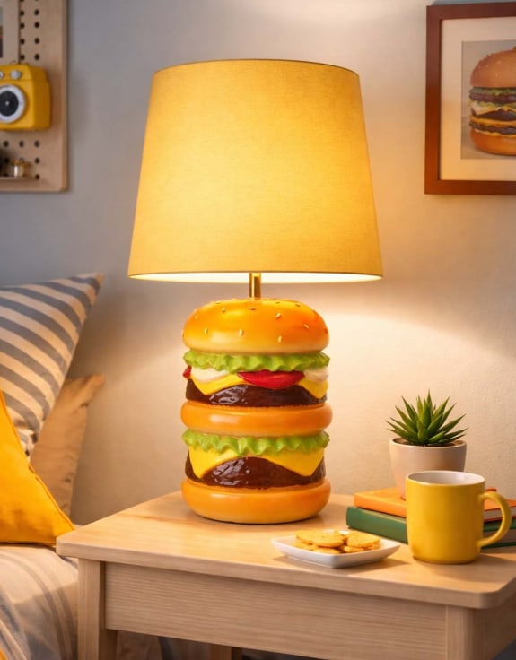 Classic Burger Table Lamp w/ Mustard Shade (to be bought in qtys of 2)