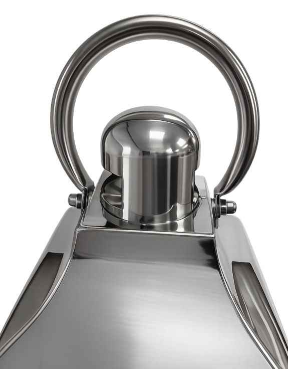 Medium Square Polished Steel and Glass Lantern