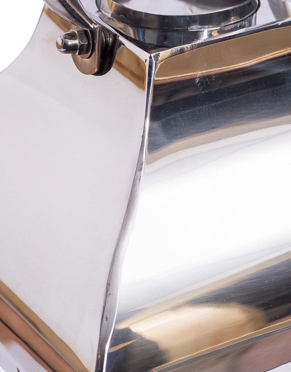Large Square Polished Steel and Glass Lantern