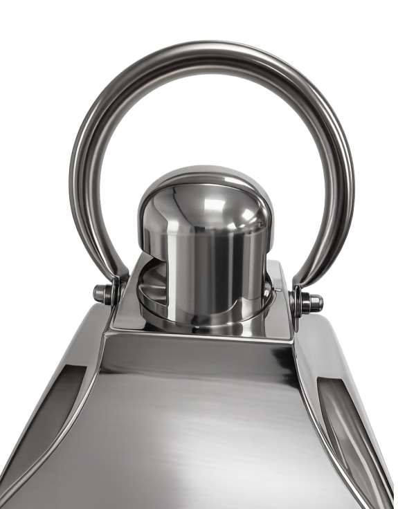 Large Square Polished Steel and Glass Lantern