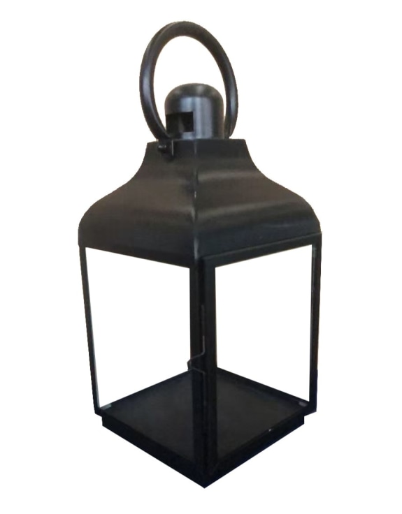 Medium Square Matt Black Steel and Glass Lantern