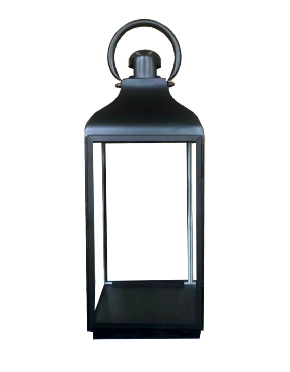 Large Square Matt Black Steel and Glass Lantern