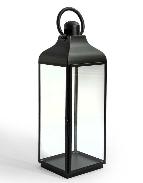 Extra Large Square Matt Black Steel & Glass Lantern