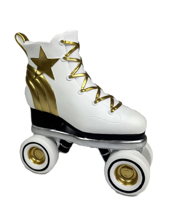 Retro Roller Skate Vase - White / Gold / Black
