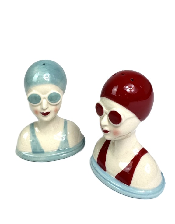 Set of Ceramic Beach Swimmers Salt & Pepper Shakers