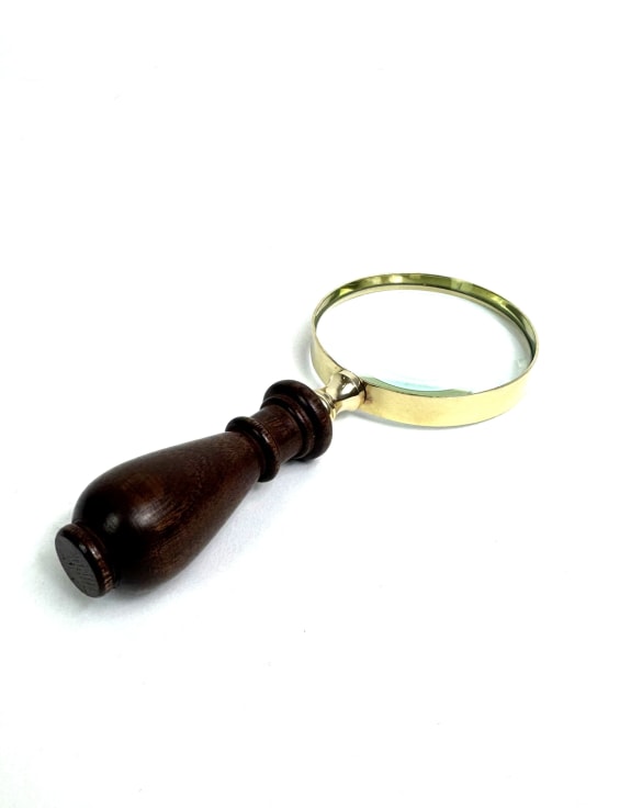 Small Brass Magnifying Glass with Brown Wood Handle