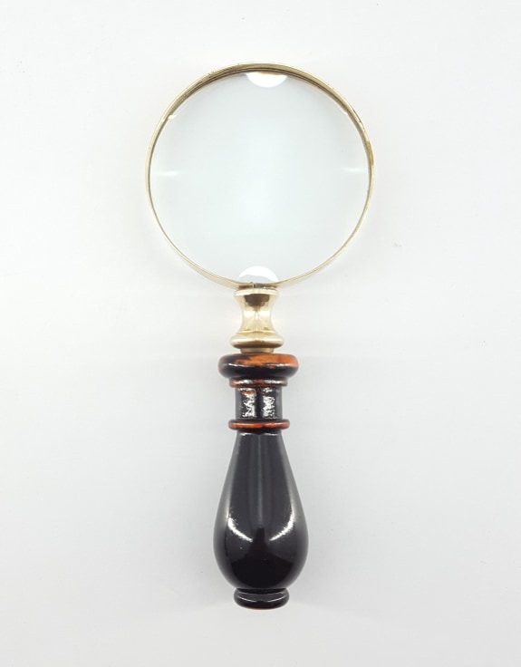 Small Brass Magnifying Glass with Black Wood Handle