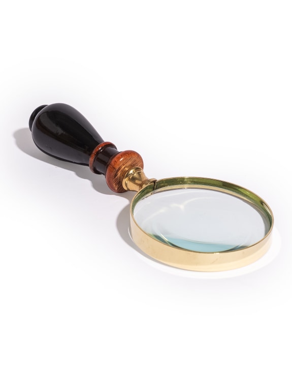 Small Brass Magnifying Glass with Black Wood Handle