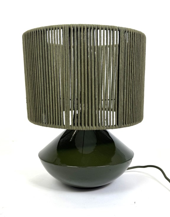 Forest Green Table Lamp w/ Ribbed Corded Shade (to be bought in qtys of 2)