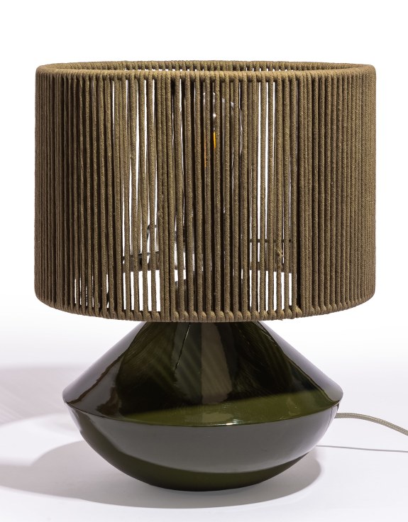 Forest Green Table Lamp w/ Ribbed Corded Shade (to be bought in qtys of 2)
