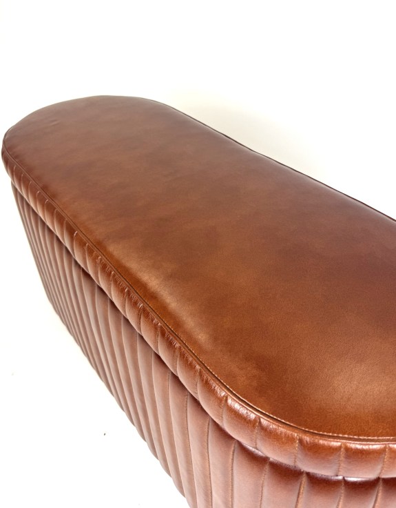 Industrial Vintage Ribbed Leather Storage Trunk