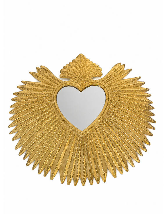 Gold "Heart Rays" Wall Mirror