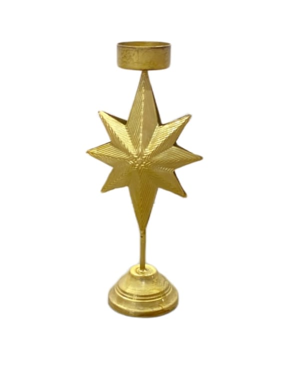 Gold Metal "North Star" Candle Holder (to be bought in qtys of 2)