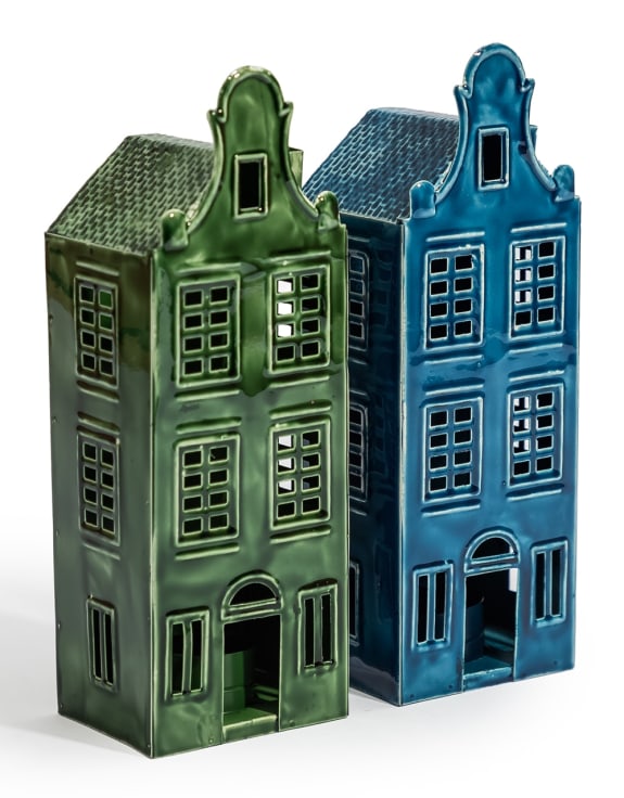 Blue Metal "Amsterdam" Canal House Tealight Holder