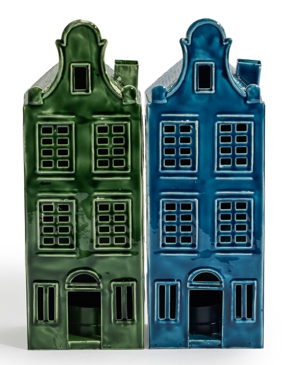 Blue Metal "Amsterdam" Canal House Tealight Holder