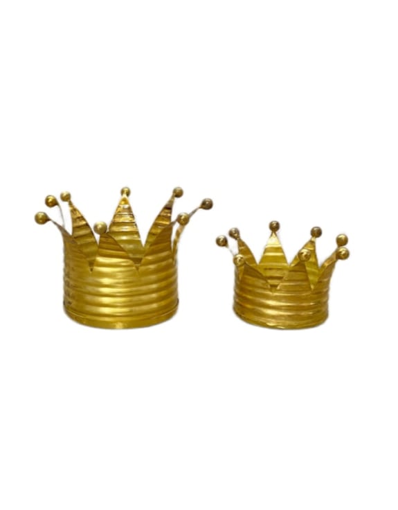 Set of 2 Gold Upcycled Crown Candle Holders (to be bought in sets of 12)