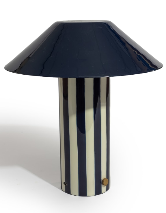 Navy Blue/White Stripe Rechargeable Table Lamp