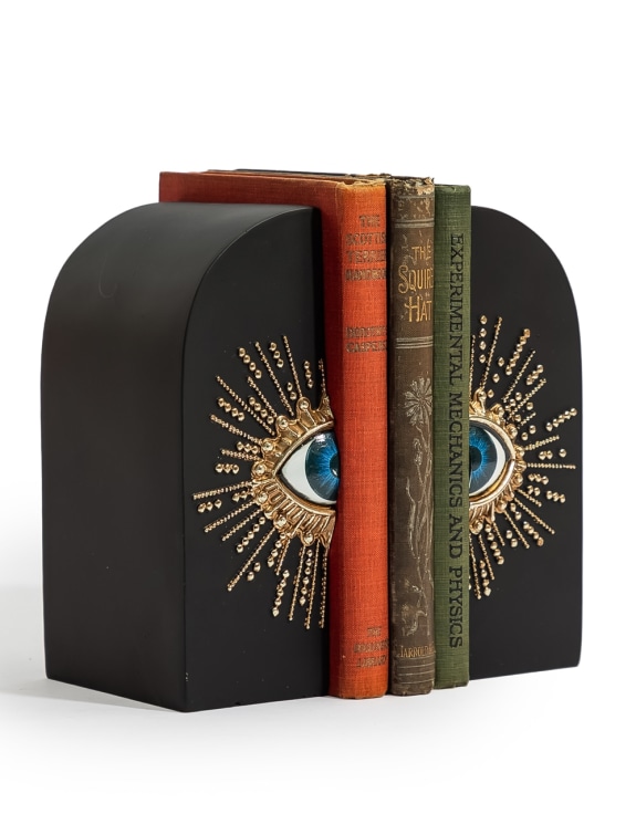 Pair of Embossed "Sunburst Eye" Bookends