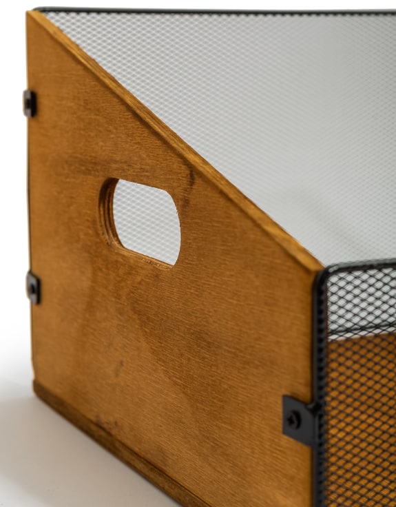 Classic Wood and Metal Mesh Record Box