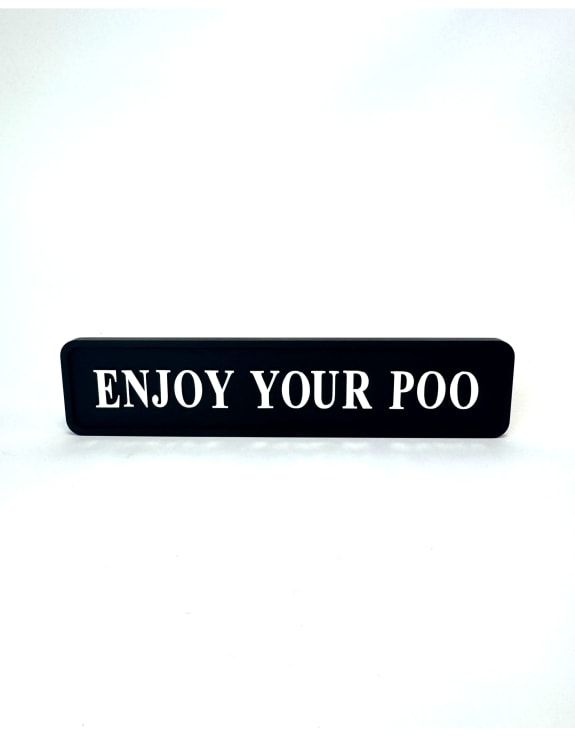 Black & Silver "Enjoy Your Poo" Wall Sign