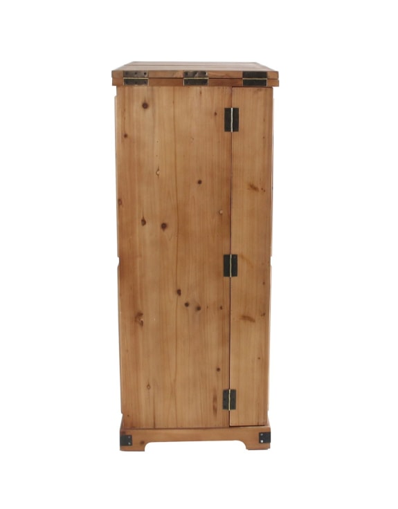Rustic Slatted Wood Fold-Out Bar Cabinet
