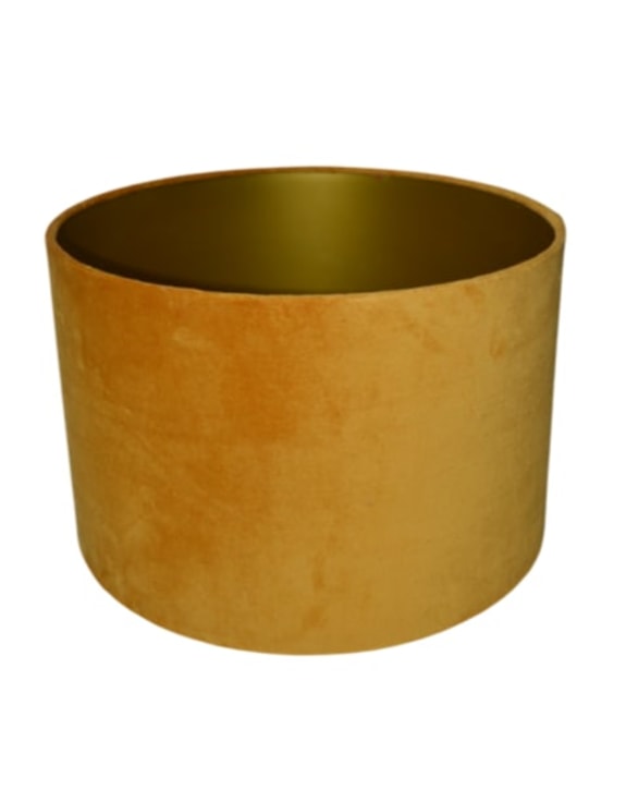 Yellow Ochre 40cm Velvet Cylinder Shade w/ Gold Inner Lining