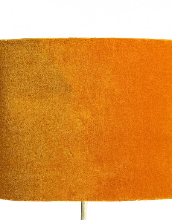 Yellow Ochre 40cm Velvet Cylinder Shade w/ Gold Inner Lining