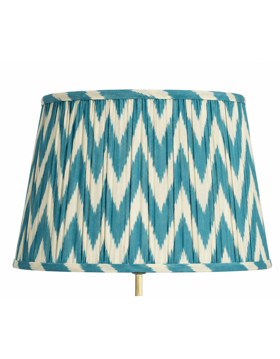 Blue Zigzag Ikat Gathered / Pleated 40cm Lampshade