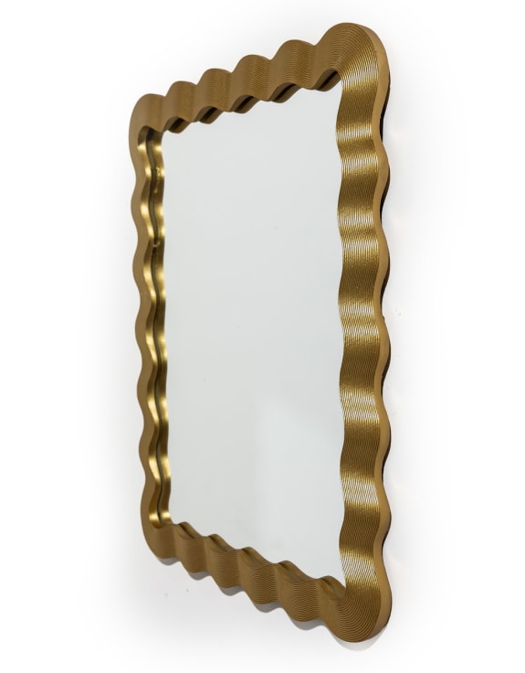 Rectangular Gold "Wave" Wall Mirror