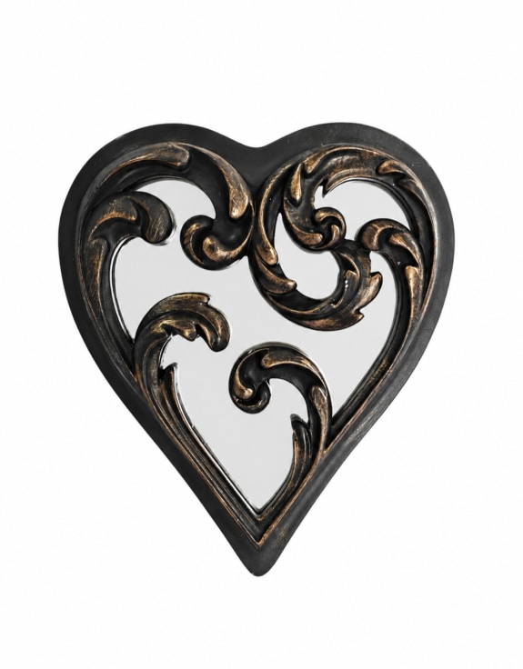 Antique Black "Heart" Mirrored Wall Ornament