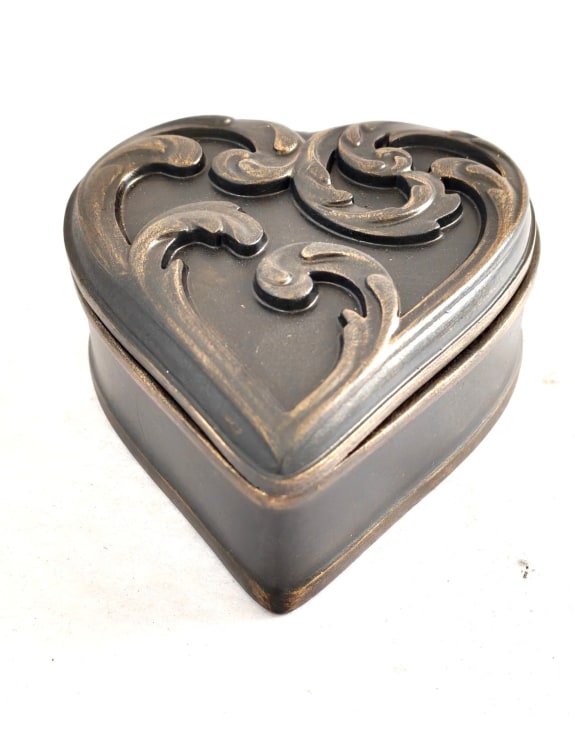 Antique Black "Heart" Storage / Trinket Box