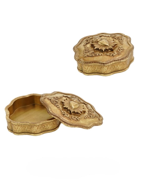 Large Antique Gold "Sacred Heart" Storage / Trinket Box 